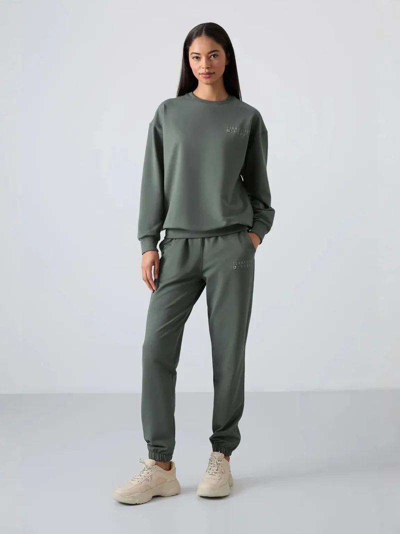 TOMMYLIFE TOMMY Oversized Crew Neck Sweatshirt and Pants Set