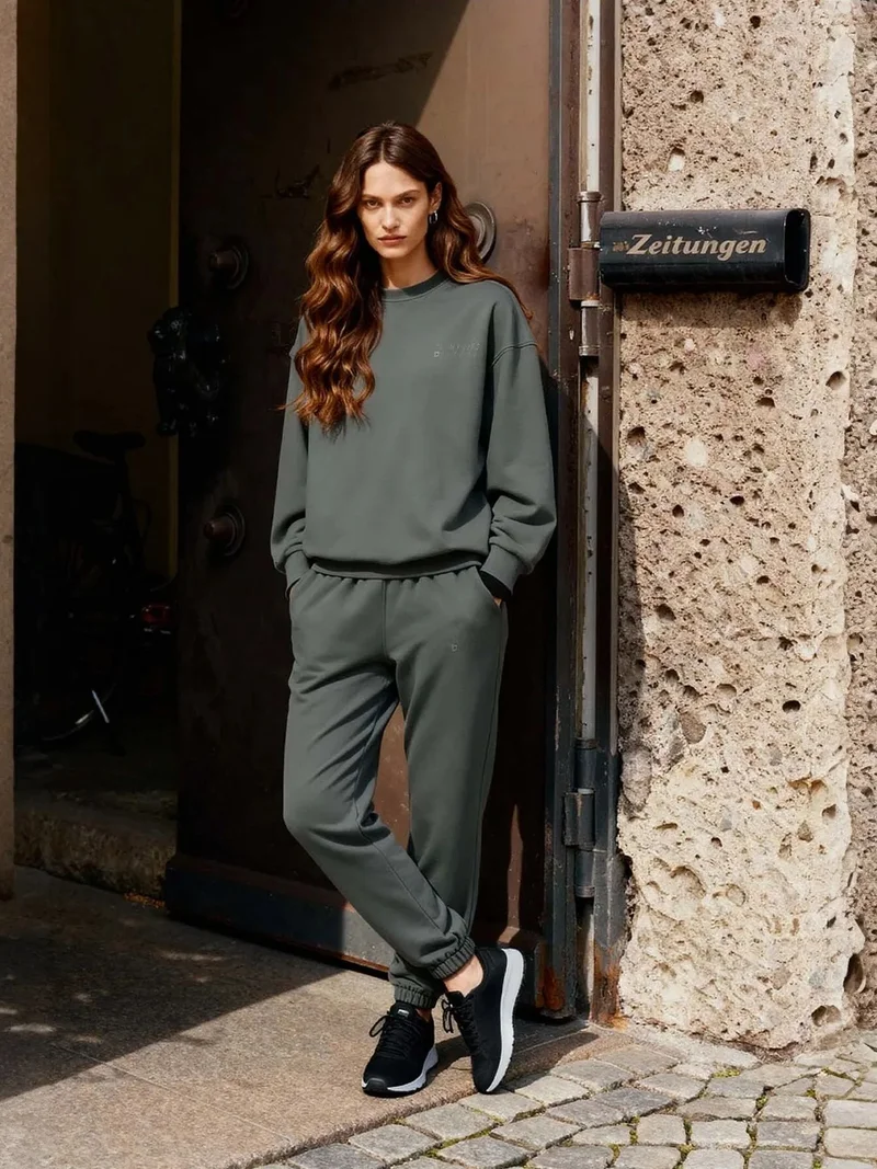 TOMMYLIFE TOMMY Oversized Crew Neck Sweatshirt and Pants Set