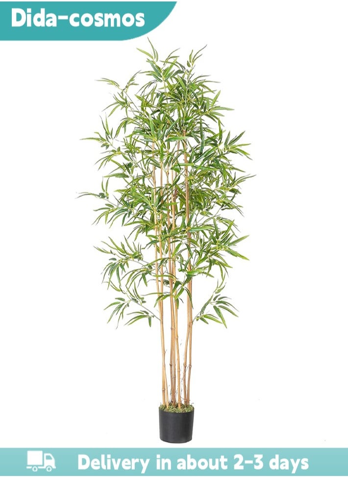 dida-cosmos Artificial Tree, Real Touch Technology Feels Nearly Natural Fake Bamboo Silk Plant with 6 Trunks Plant with 1,000+ Natural Lifelike Leaves in  for Modern Home Decor indoor,outdoor And Office Use,Housewarming And Office Gift 