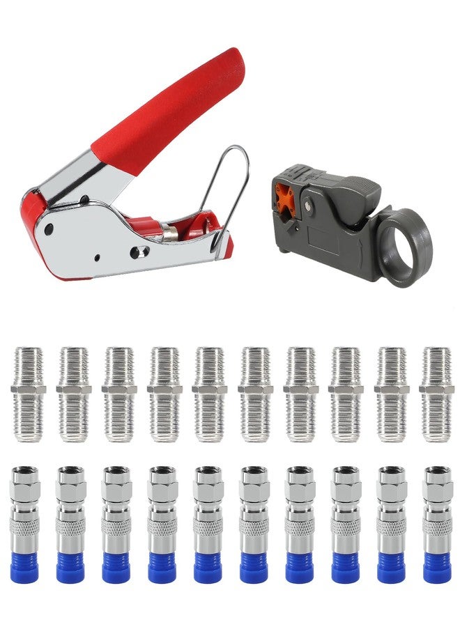 AEDIKO Coax Cable Crimper Coaxial Compression Tool Kit Wire Stripper with F RG6 RG59 Connectors - Image 1