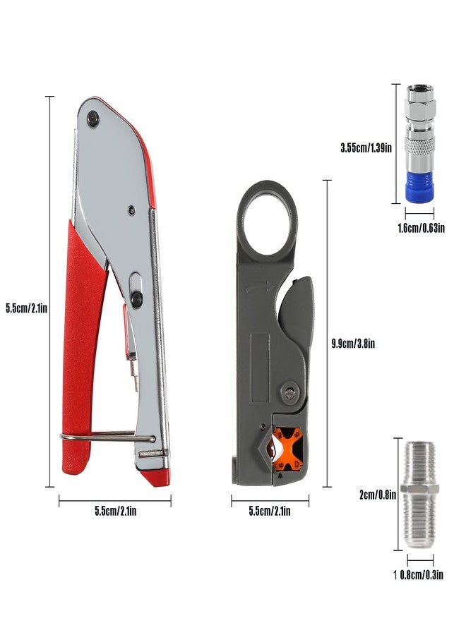 AEDIKO Coax Cable Crimper Coaxial Compression Tool Kit Wire Stripper with F RG6 RG59 Connectors - Image 2