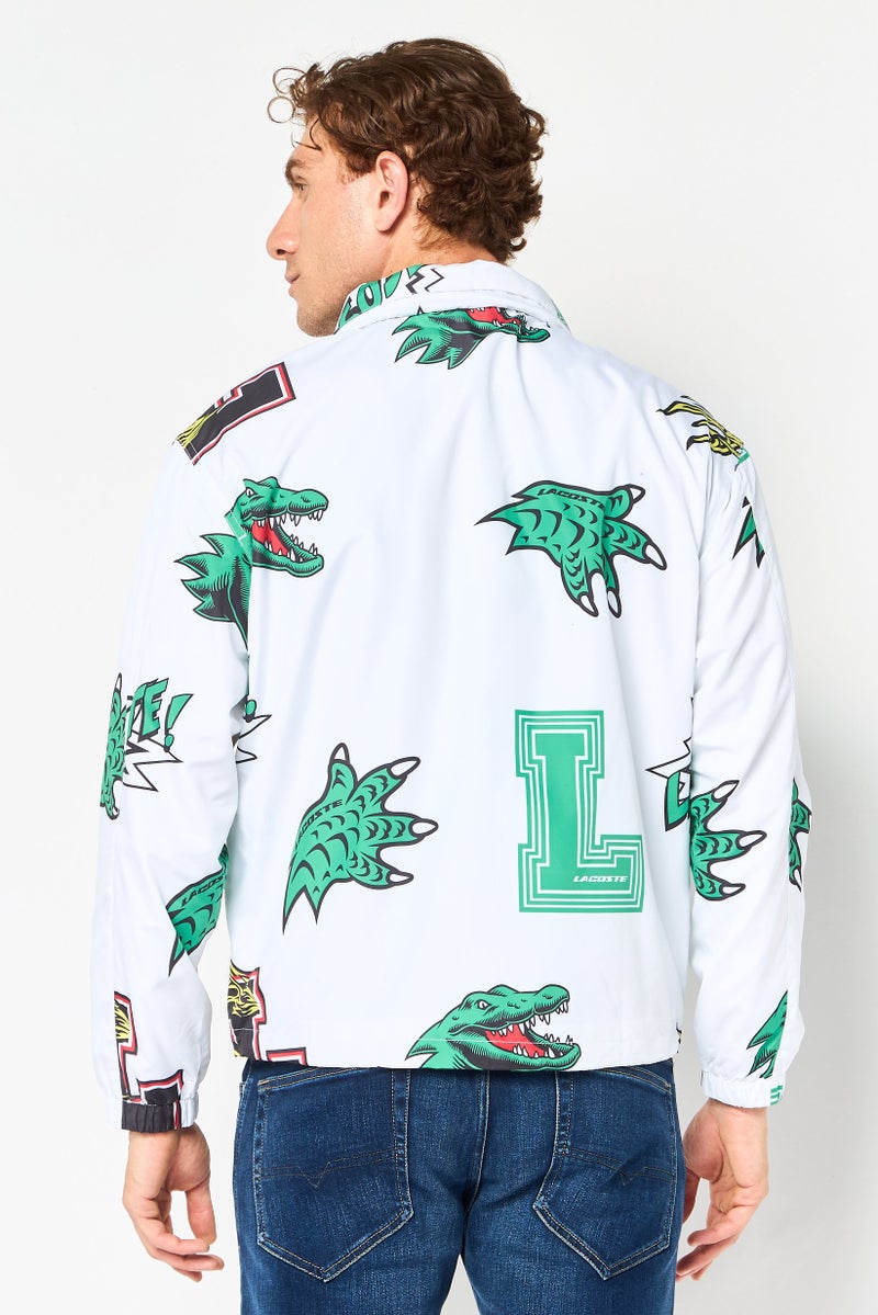 LACOSTE جاكيت واقي من الرياح للرجال بطبعة جرافيك، متعدد الألوان - Image 4