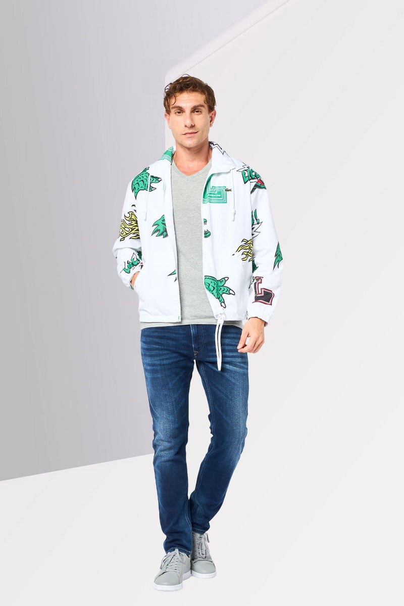 LACOSTE جاكيت واقي من الرياح للرجال بطبعة جرافيك، متعدد الألوان - Image 2