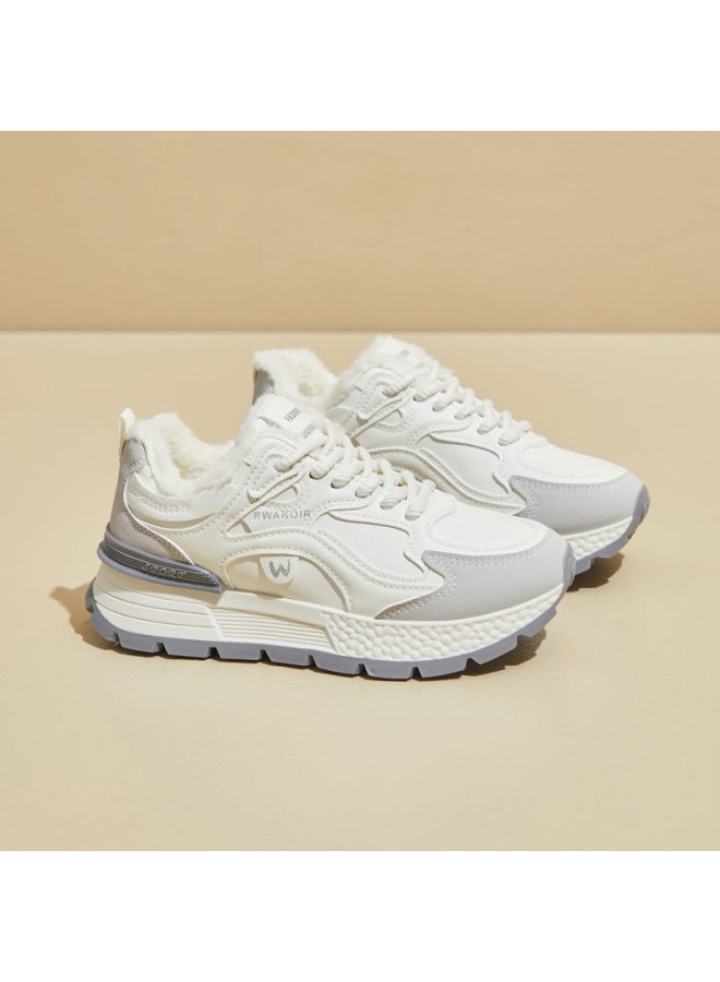 Korean Style New Plush-lined Dad Shoes For Women  Winter Warm Student Sports Thick-soled Casual Ad8802-3