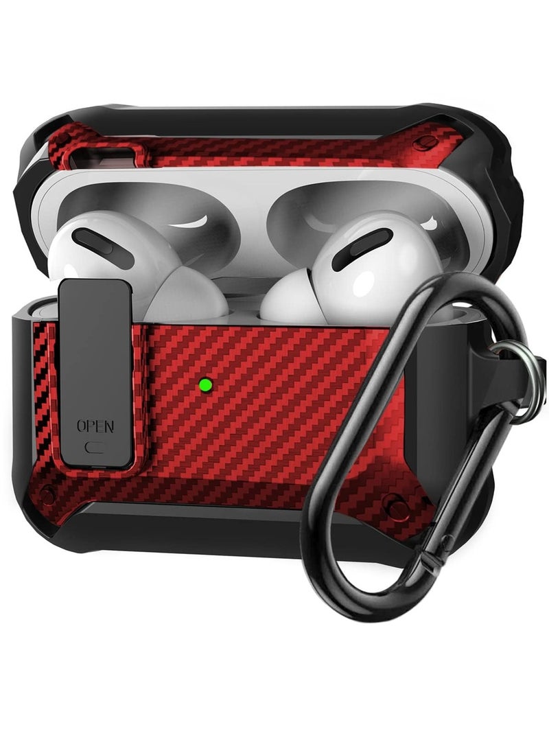 Airpods 2 Case Cover for Women Men, Military Automatic Security Locking Clip Case for Airpods 2rd  Front LED Visible Red - Image 1