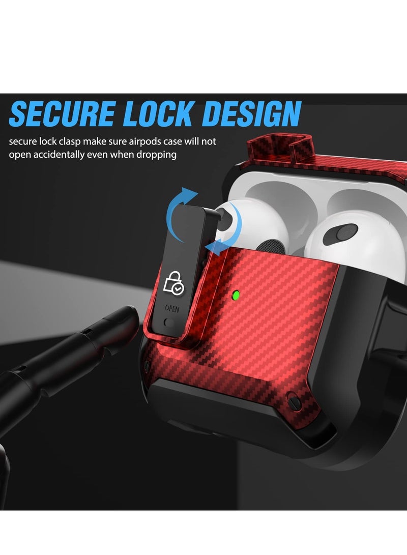 Airpods 2 Case Cover for Women Men, Military Automatic Security Locking Clip Case for Airpods 2rd  Front LED Visible Red - Image 2