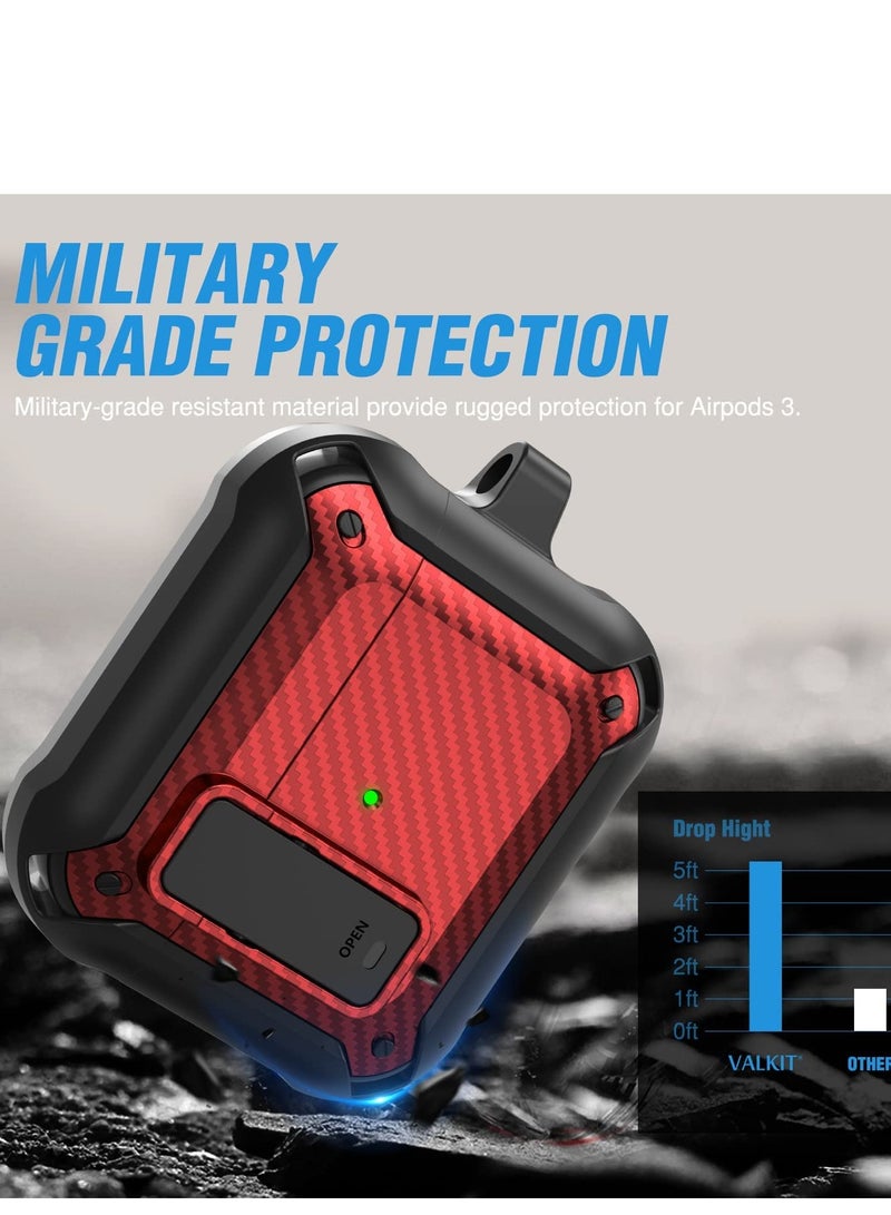 Airpods 2 Case Cover for Women Men, Military Automatic Security Locking Clip Case for Airpods 2rd  Front LED Visible Red - Image 3