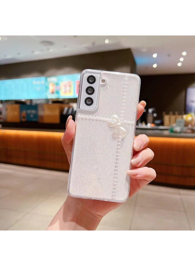 Case Cover For Samsung Galaxy A73 5G Pearl Bow Glitter Epoxy TPU Phone Case(Cross Knots)