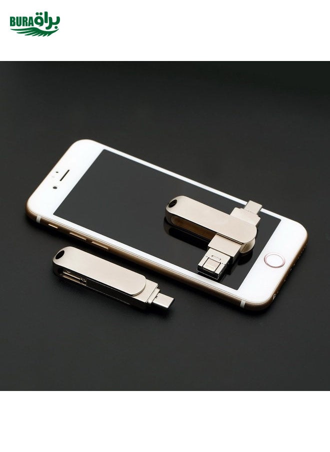 BURAQ - 64GB USB 3.0 + 8 Pin + USB-C / Type-C 3 in 1 Phone Computer Rotatable Metal U-Disk - Image 1