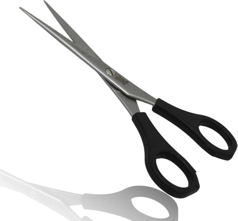 Hairdressing Scissors, 6-Inch Stainless Steel Sharp Shears with Ergonomic Black Plastic Handle, Adjustable Screw, Convex Edge for Precision Cutting