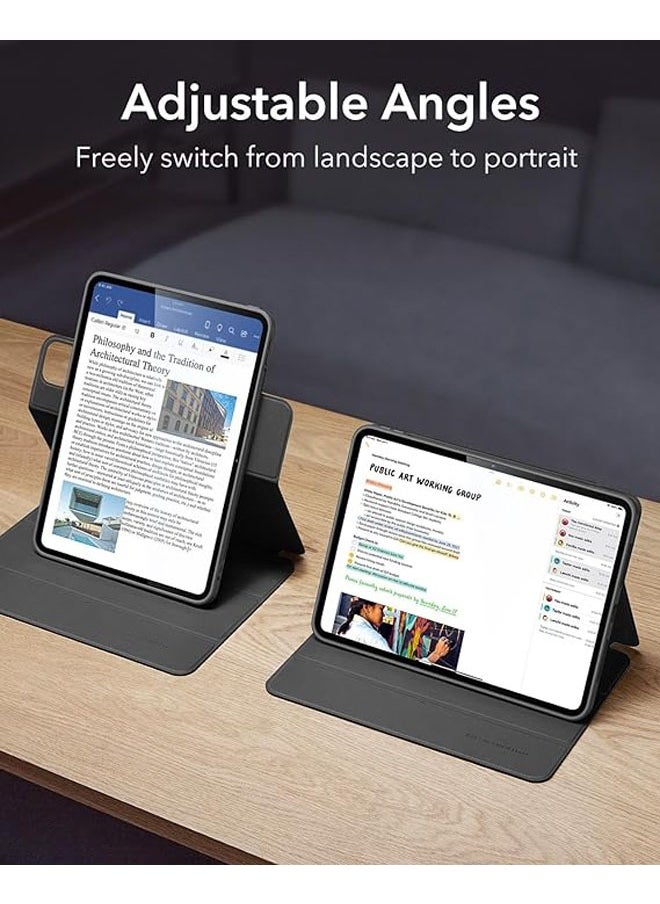لوحة iPad Pro 11 بوصة M4 (2024، الجيل الخامس)، غطاء حماية لـ iPad Pro 11 بوصة مع حامل للقلم، غطاء مغناطيسي قابل للفصل، حامل عمودي، دعم كامل لـ Pencil Pro و Pencil (USB-C)، سلسلة Rebound 360.