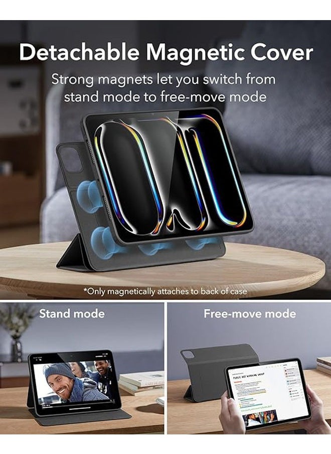 لوحة iPad Pro 11 بوصة M4 (2024، الجيل الخامس)، غطاء حماية لـ iPad Pro 11 بوصة مع حامل للقلم، غطاء مغناطيسي قابل للفصل، حامل عمودي، دعم كامل لـ Pencil Pro و Pencil (USB-C)، سلسلة Rebound 360.