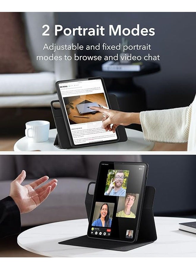 لوحة iPad Pro 11 بوصة M4 (2024، الجيل الخامس)، غطاء حماية لـ iPad Pro 11 بوصة مع حامل للقلم، غطاء مغناطيسي قابل للفصل، حامل عمودي، دعم كامل لـ Pencil Pro و Pencil (USB-C)، سلسلة Rebound 360.