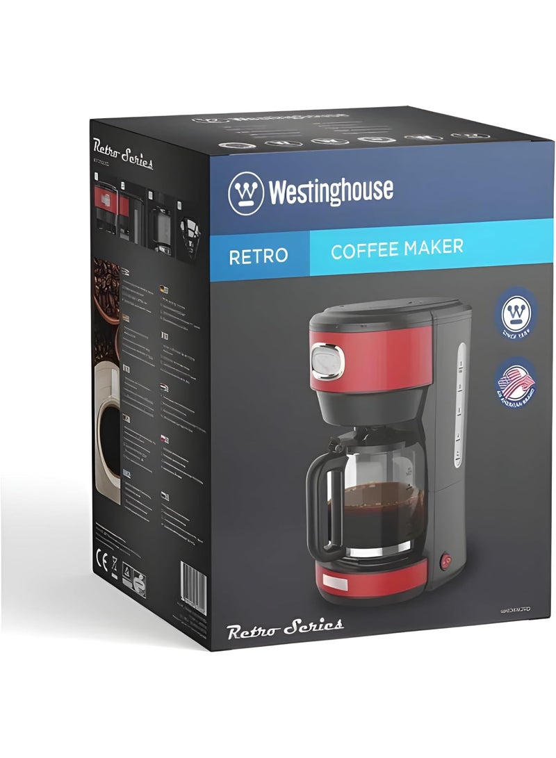 Westinghouse Westinghouse USA Retro Series 1.25L Coffee Maker – Red | Stylish Design with Brew Control, Pause-and-Pour Function, Permanent Filter (UAE Version) - 2 Years Warranty - Image 3