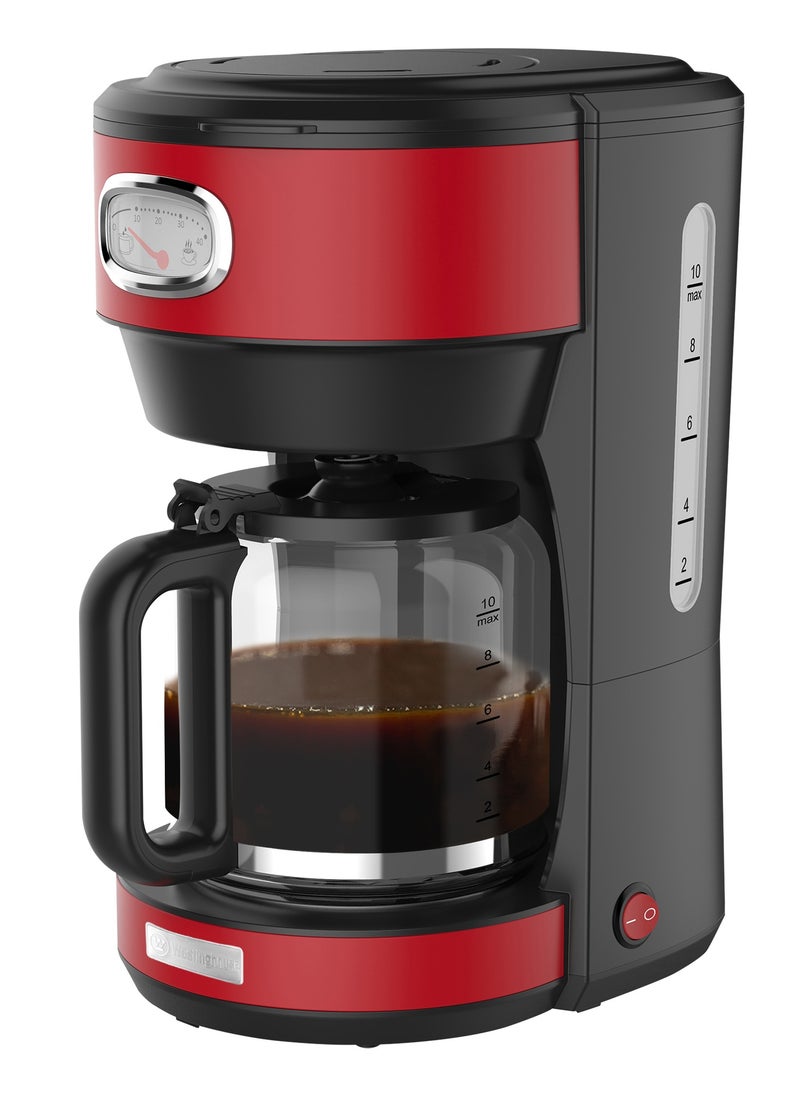 Westinghouse Retro 1.25L Coffee Maker - RED– Stylish Design with Brew Control | Perfect for Home & Office  - Image 1