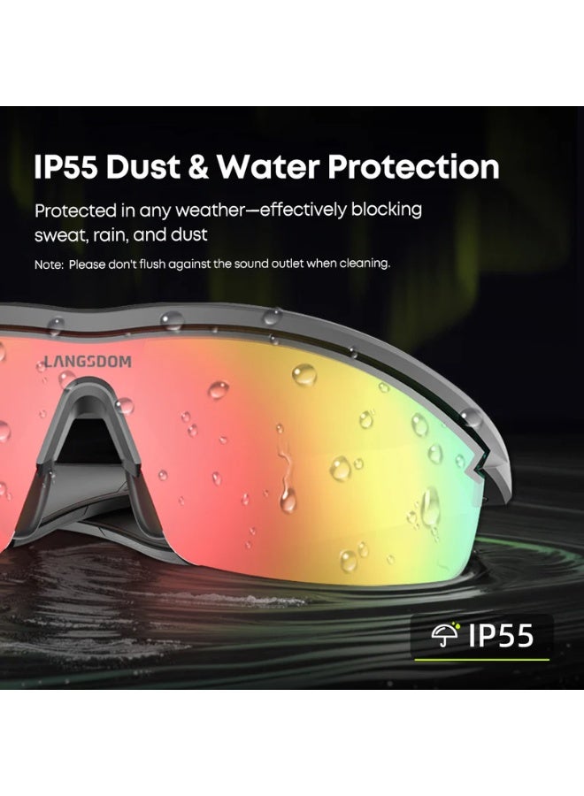 Kannzz AirNova Outdoor Audio Polarized Glasses – UV400, Open-Ear Sound, IP55 Waterproof, Lightweight Sports Smart Glasses - Orange - Image 5