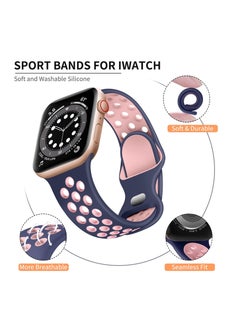 Generic Compatible with Apple Watch Band 45mm 44mm 42mm 49mm ,Soft Silicone Sport Breathable Replacement Band Compatible for Apple Watch SE iWatch Series 7 8 6 5 4 3 2 1 ultra,(Blue/Pink)  - Image 2