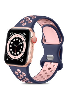 Generic Compatible with Apple Watch Band 45mm 44mm 42mm 49mm ,Soft Silicone Sport Breathable Replacement Band Compatible for Apple Watch SE iWatch Series 7 8 6 5 4 3 2 1 ultra,(Blue/Pink)  - Image 1