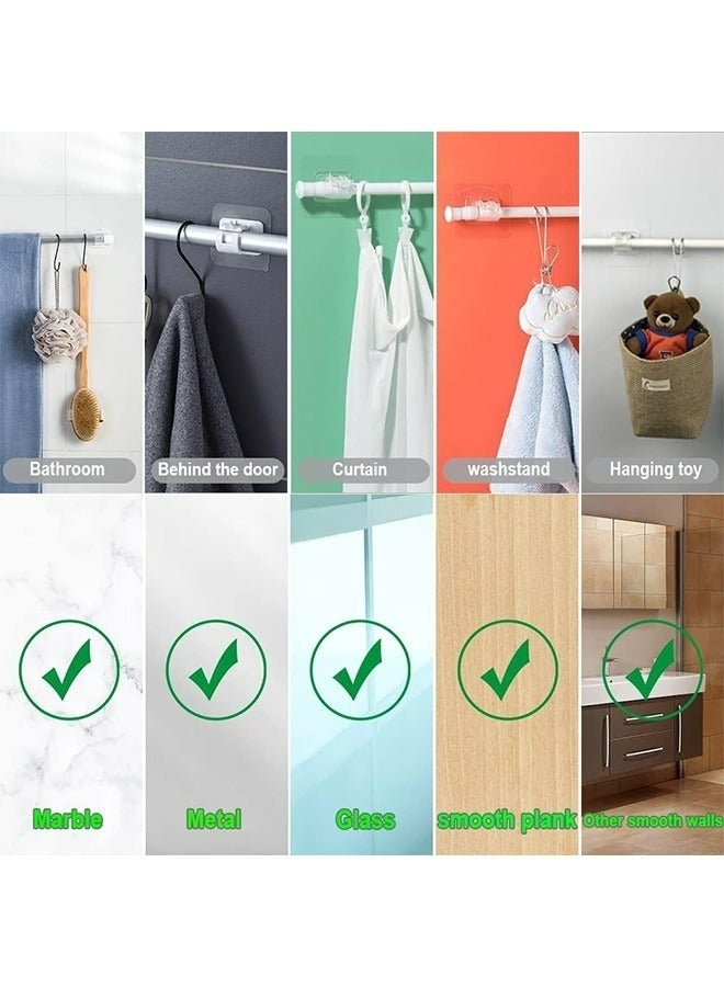 8pcs Self Adhesive Curtain Rod Bracket No Drill Plastic Drapery Hooks Holder Easy Sticky Heavy Duty For Kitchen Bathroom Hotel Bedroom Living Room White - Image 5