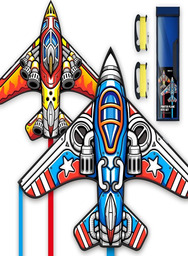 Doinfly Fighter Kite Set, Suitable for Children Aged 8 to 12, Adults, Easy-to-Fly and Easy-to-Assemble Kite Suitable for Beginners (Fighter Plane-2pieces, 2) - Image 1
