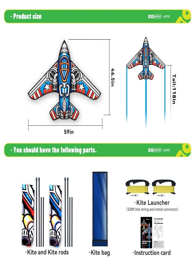 Doinfly Fighter Kite Set, Suitable for Children Aged 8 to 12, Adults, Easy-to-Fly and Easy-to-Assemble Kite Suitable for Beginners (Fighter Plane-2pieces, 2) - Image 5