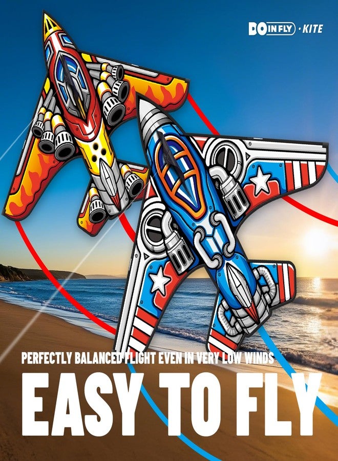 Doinfly Fighter Kite Set, Suitable for Children Aged 8 to 12, Adults, Easy-to-Fly and Easy-to-Assemble Kite Suitable for Beginners (Fighter Plane-2pieces, 2) - Image 4