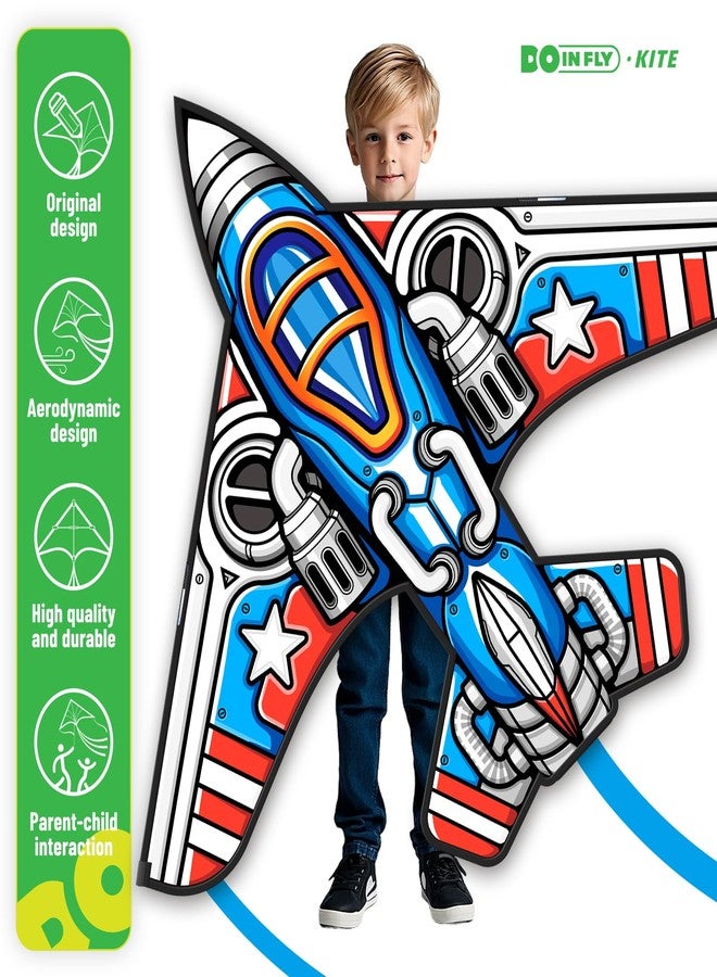 Doinfly Fighter Kite Set, Suitable for Children Aged 8 to 12, Adults, Easy-to-Fly and Easy-to-Assemble Kite Suitable for Beginners (Fighter Plane-2pieces, 2) - Image 2
