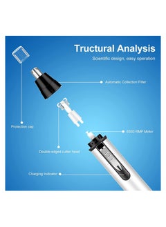 SYOSI Ear and Nose Hair Trimmer for Men,Professional USB Rechargeable Nostril Nasal Hair Vacuum Cleaning System,4 in 1 Lightweight Waterproof Hair and Beard Clippers for Women White  - Image 5
