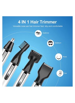 SYOSI Ear and Nose Hair Trimmer for Men,Professional USB Rechargeable Nostril Nasal Hair Vacuum Cleaning System,4 in 1 Lightweight Waterproof Hair and Beard Clippers for Women White  - Image 2