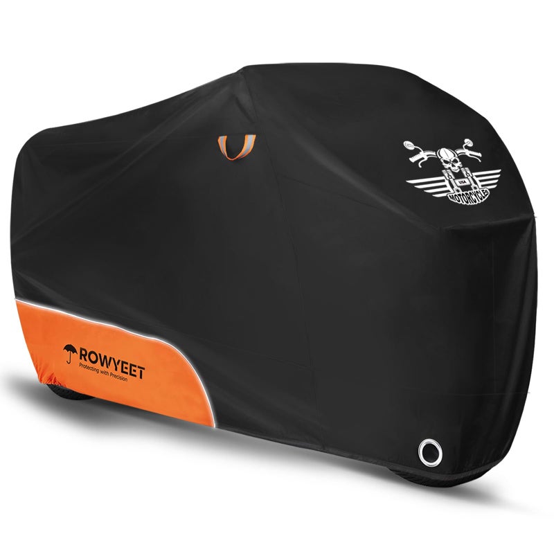 ROWYEET Motorcycle Cover Waterproof Outdoor Storage with Lock-Holes, Zipper Storage Bag & Night Reflective Design, All Season Protection Powersports Vehicle Covers Fits up to 96.5" Motorcycles - Image 1