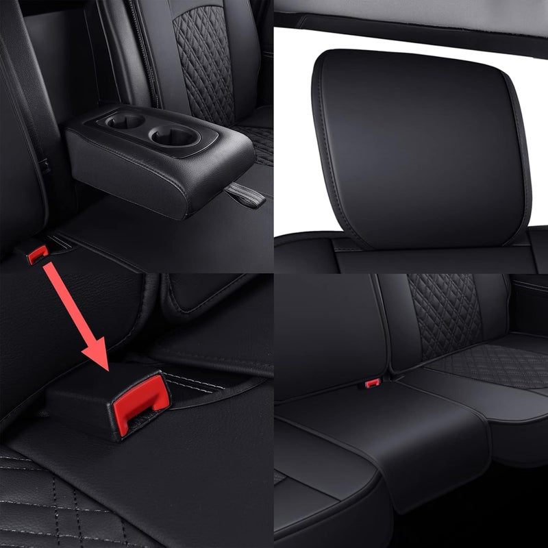 YIERTAI Custom Fit Car Seat Covers for Dodge Ram 2009-2023 1500 2010-2023 2500 3500 Pickup Mega Cab - Waterproof Leather, Black - Image 5