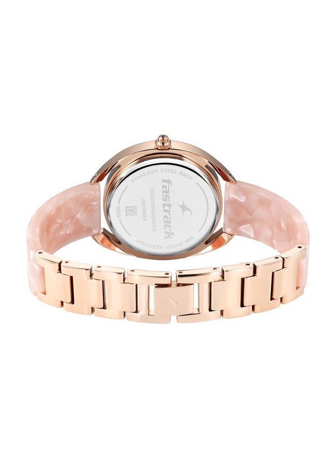 فاستراك ساعة فاستراك يونيك كوارتز أنالوج باللون الوردي بمينا من عرق اللؤلؤ وحزام معدني للبنات - Image 5