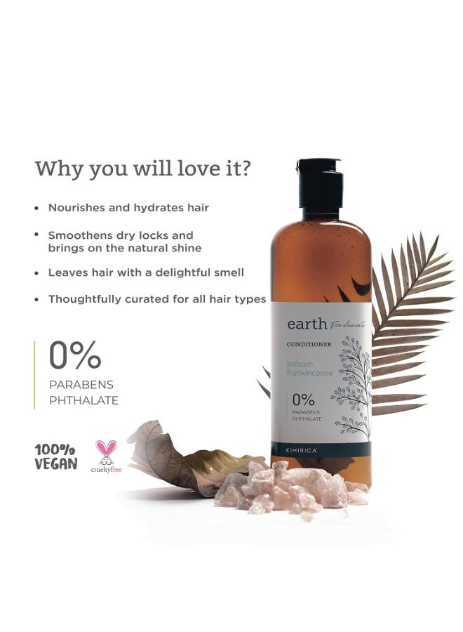 KIMIRICA Earth Smooth hair Conditioner 290 ml, with Balsam and Frankincense -Nourishes Dry Hair & Controls Frizz, For Men & Women | 100% Vegan, Paraben and SLS Free - Image 2
