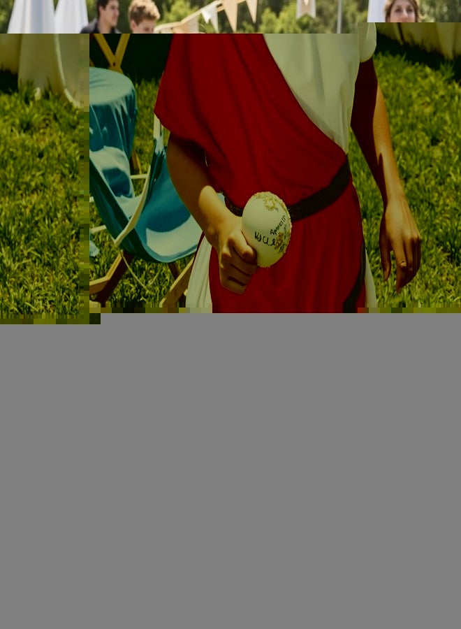 VZQI Greek Toga Costume for Kids Roman Halloween Nobility Boy Cosplay Red M - Image 2