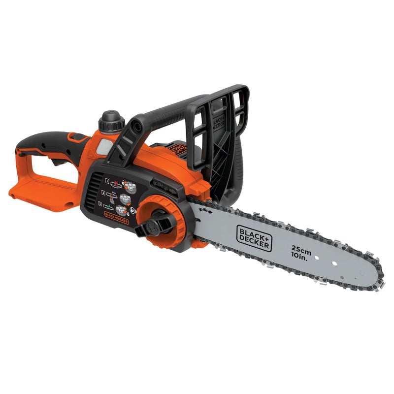 BLACK+DECKER منشار سلسلة بلاك + ديكر 20 فولت ماكس، منشار كهربائي لاسلكي، 10 بوصة، منشار بطارية، أداة فقط، لقطع الخشب وتشذيب الأشجار، يشمل غلاف شريط التوجيه (LCS1020B) - Image 1