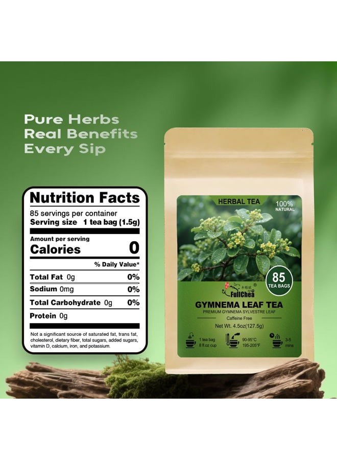 FullChea شاي أوراق الجمنيم، 85 كيس شاي، شاي جمنيم متميز - غير معدل وراثيًا - خالي من الكافيين - غني بمضادات الأكسدة ويدعم الهضم - Image 2
