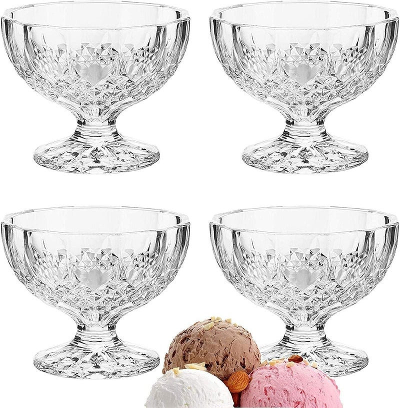 BLISS START Glass Dessert Bowls 150 ml Glass Ice Cream Cups 6 Pack Mini Trifle Footed Dessert Bowls for Dessert Sundae Ice Cream Salad Cocktail Condiment Trifle Clear - Image 1