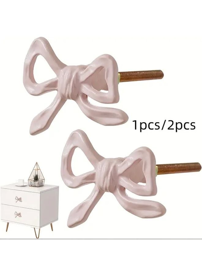 Elegant Pink Bow Metal Drawer Handles 1pcs Cabinet Knobs Safe Grip Home Decoration - Image 2