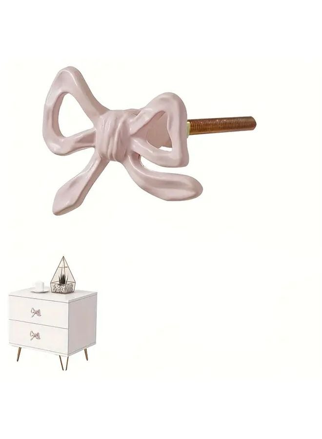Elegant Pink Bow Metal Drawer Handles 1pcs Cabinet Knobs Safe Grip Home Decoration - Image 1