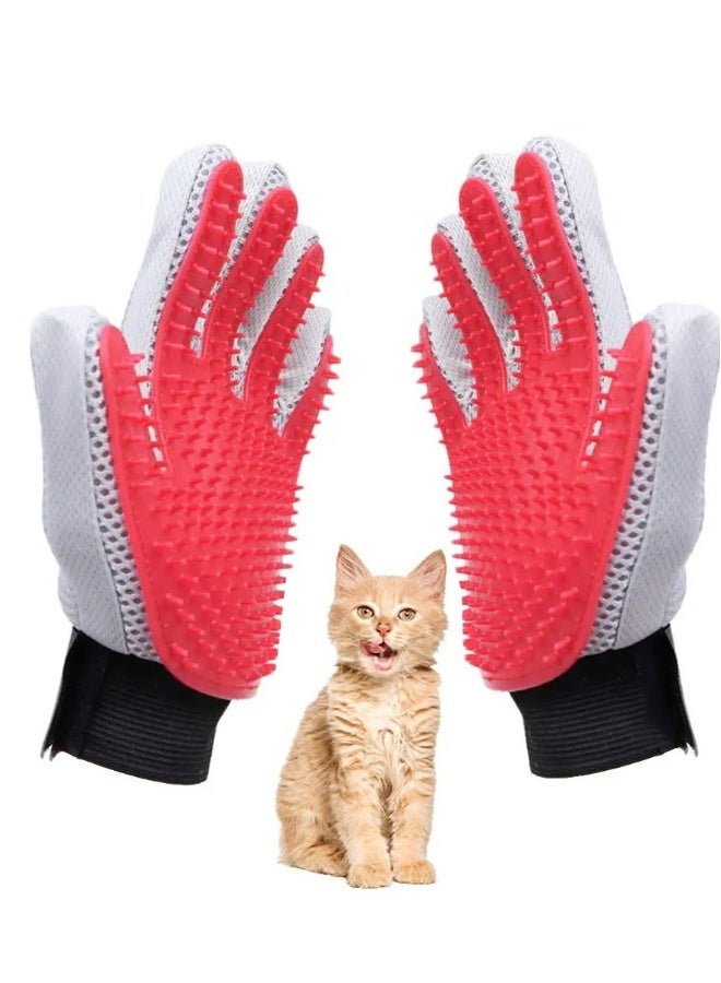 Pet Grooming Gloves, Efficient Pet Hair Remover Massage Mitt, Deshedding Brush Gloves for Cats, Dogs, Rabbits and Horses, Pet Massage Long or Short Fur Bathing