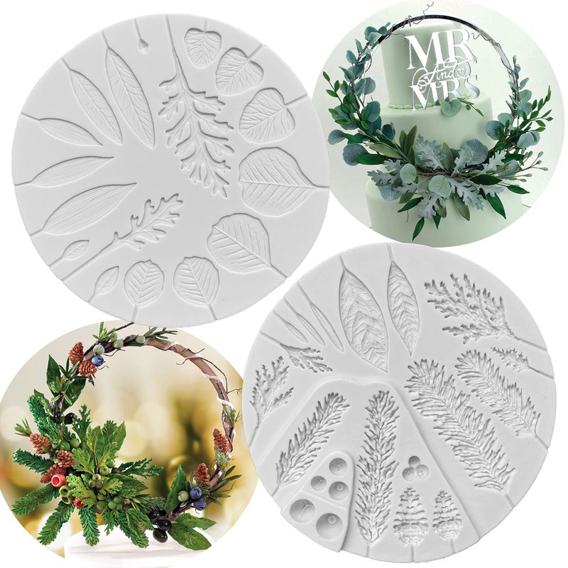 ZHUOJIE Flower Pro Winter Foliage Wedding Foliage Silicone Mold Fondant Cake Decorating Crafts for Wedding Garlands Cakes Christmas Party