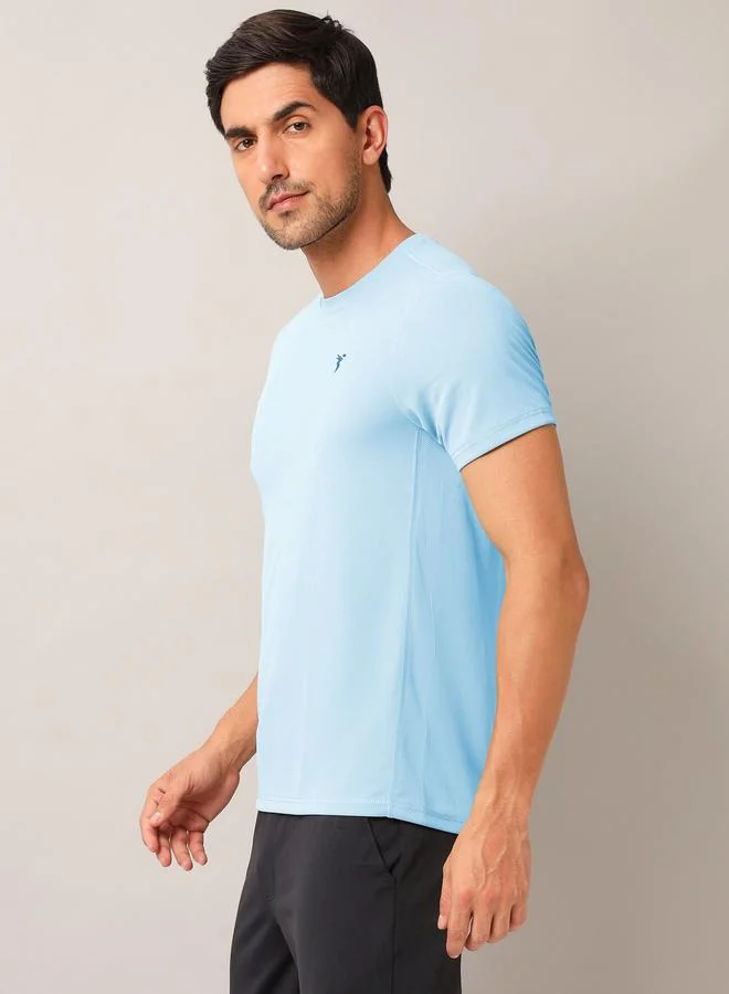 Technosport Men Solid Slim Fit Crew Neck T-Shirt