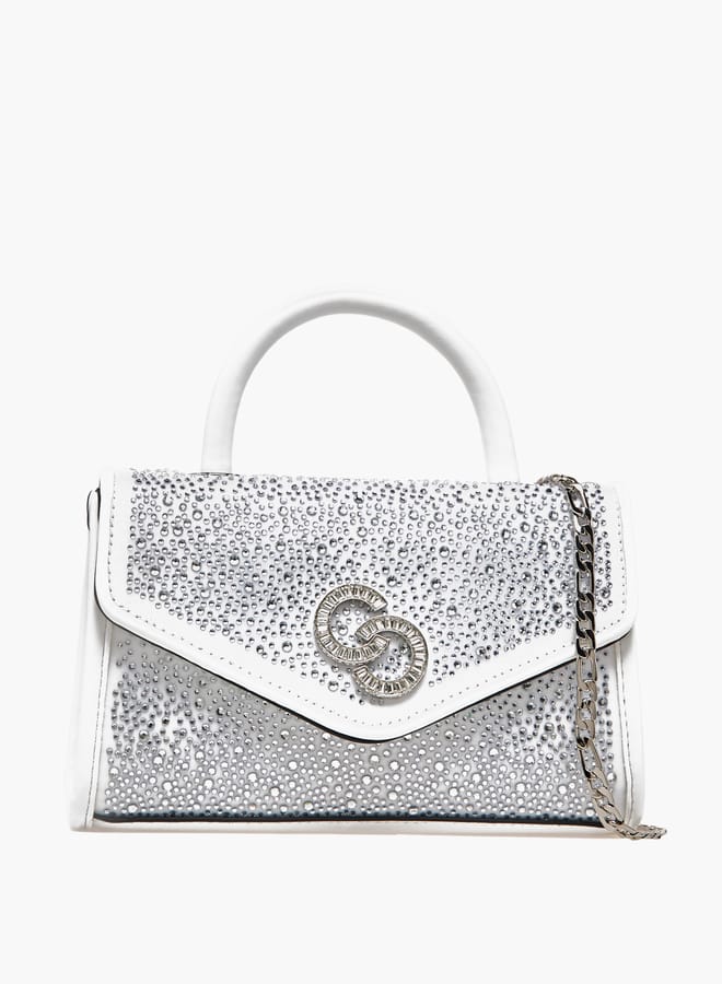 Celeste Women's Embellished Satchel Bag with Top Handle and Detachable Strap  - Image 1