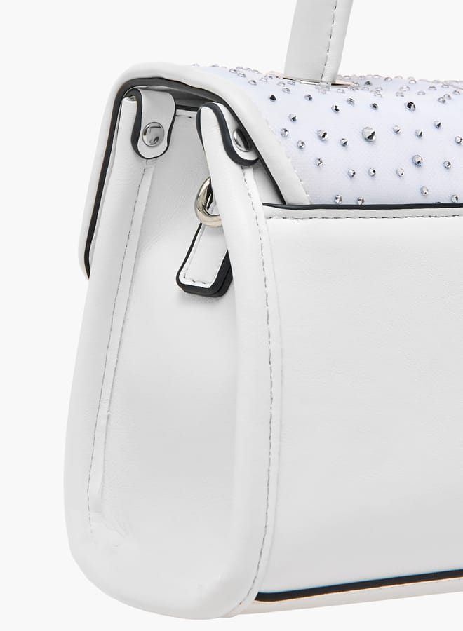 Celeste Women's Embellished Satchel Bag with Top Handle and Detachable Strap  - Image 5