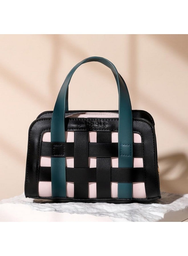 Haute Sauce Women's The Weave Camera Mini Sling Bag For Casual Wear | Green & Black Colour | One-Size| Zipper Closure | Vegan Leather Material | Travel Accessory | Sling Bag For Woman & Girls - Image 2