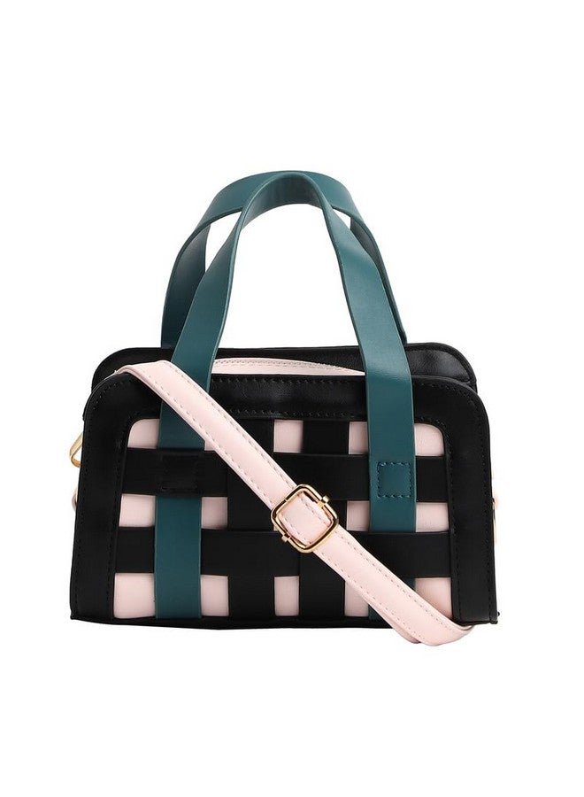 Haute Sauce Women's The Weave Camera Mini Sling Bag For Casual Wear | Green & Black Colour | One-Size| Zipper Closure | Vegan Leather Material | Travel Accessory | Sling Bag For Woman & Girls - Image 1