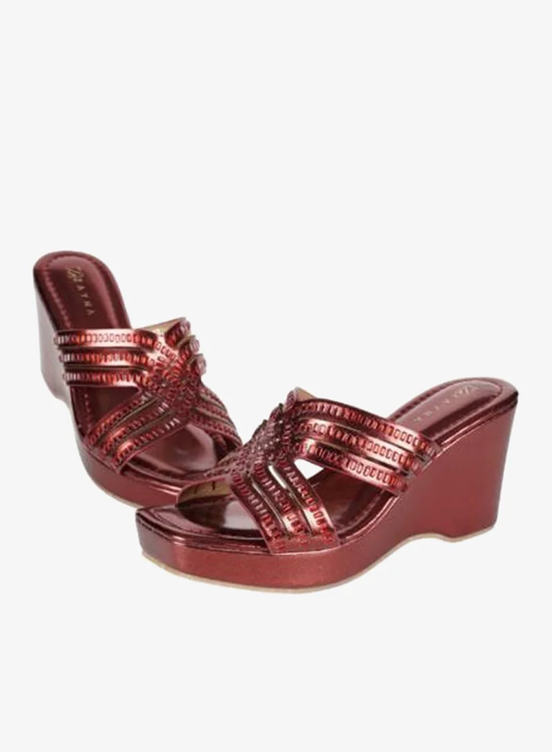 Zayna Bordo 221-198 Zayna Ladies Wedge Heel Sandals 2B2531-125 Bordo for Women | Best Price UAE