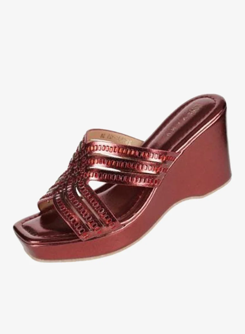 ZAYNA 221-198 Zayna Ladies Wedge Heel Sandals 2B2531-125 Bordo