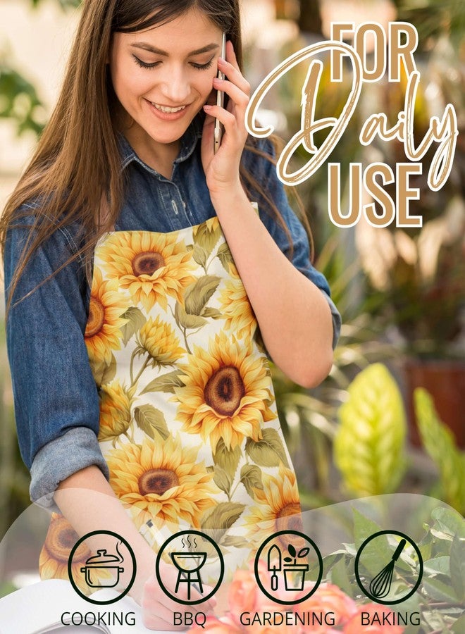 InnoBeta Sunflower Gifts for Women, Apron for Sunflower Lovers, Apron with Pockets and Adjustable Neck Strap - Image 4