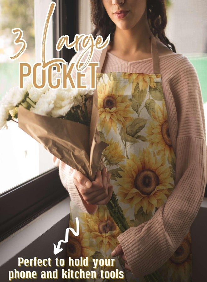 InnoBeta Sunflower Gifts for Women, Apron for Sunflower Lovers, Apron with Pockets and Adjustable Neck Strap - Image 5